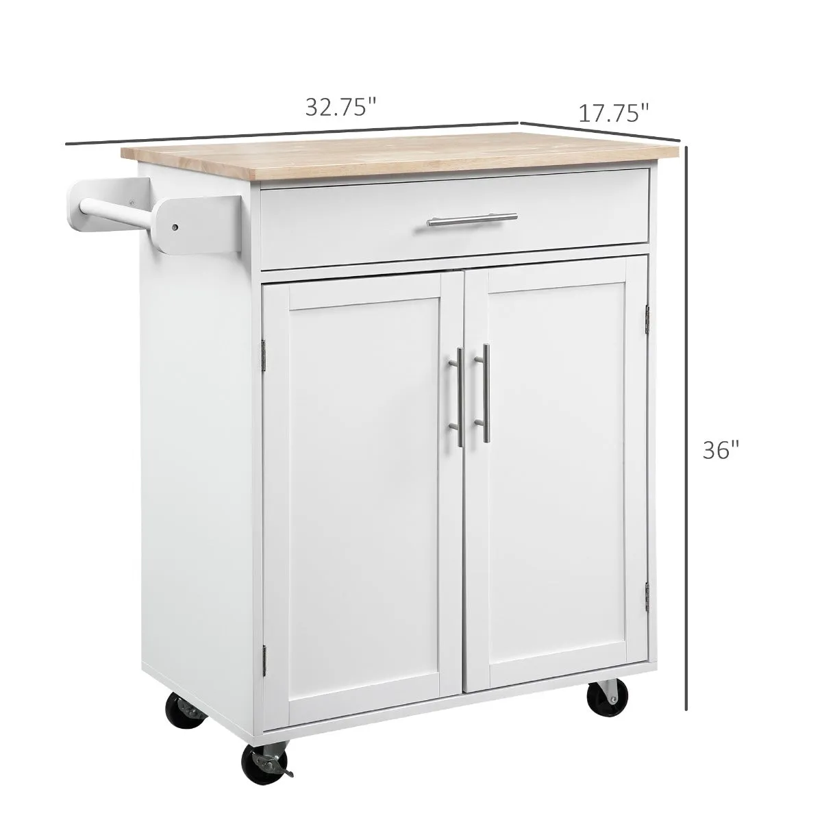 Black Kitchen Companion: Utility Cart with Wheels, Drawer & Cabinet