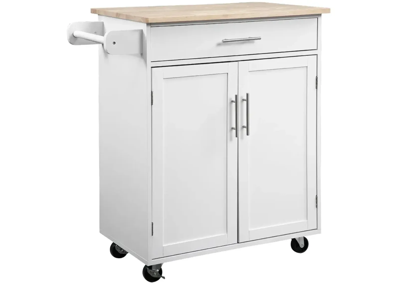 Black Kitchen Companion: Utility Cart with Wheels, Drawer & Cabinet