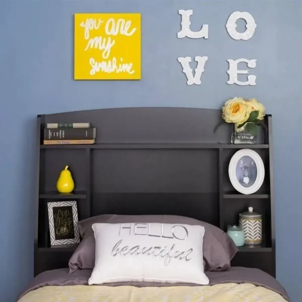 QuikFurn Bookcase Storage Headboard