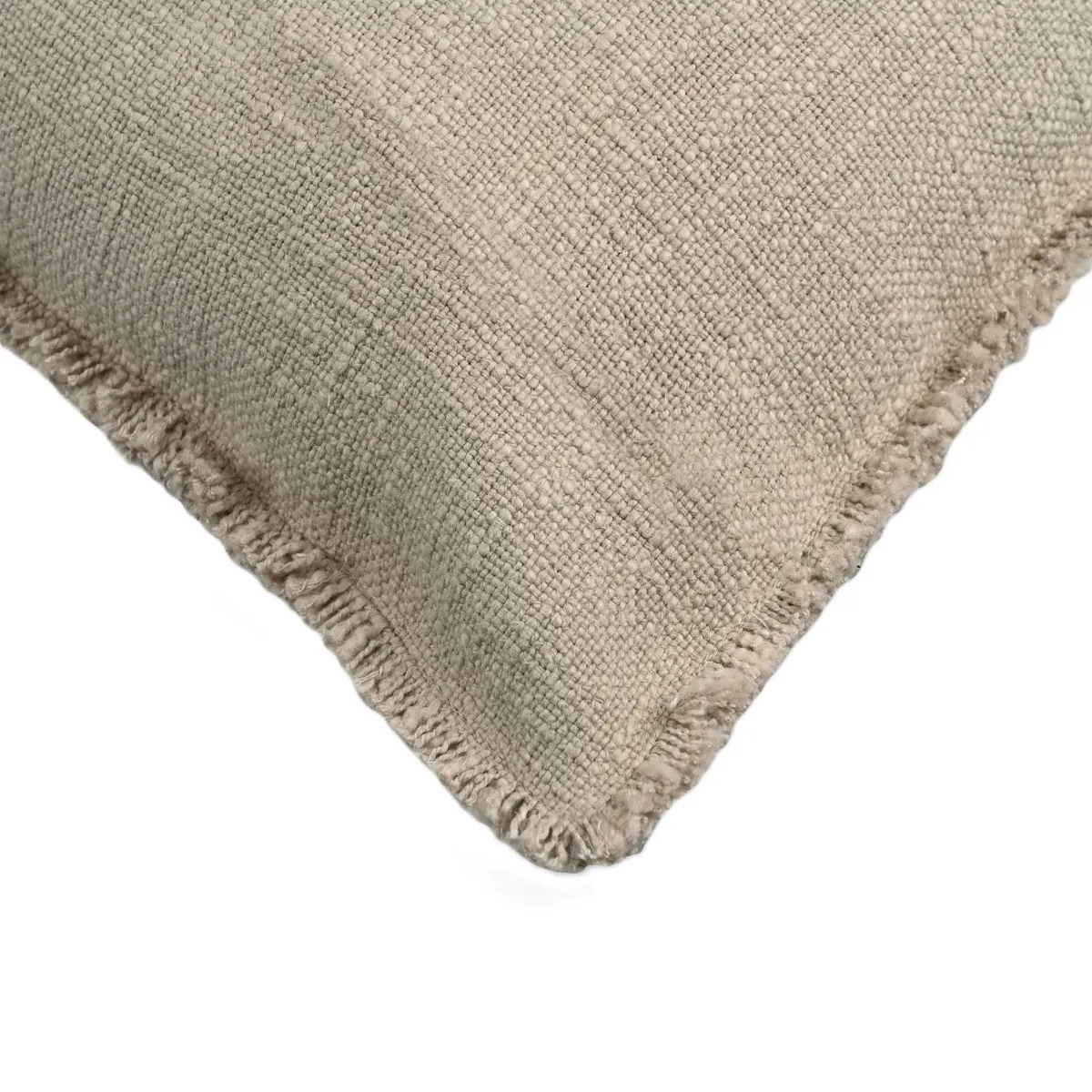 Organic Chic washed textured cotton solid lumbar pillow with frayed edges