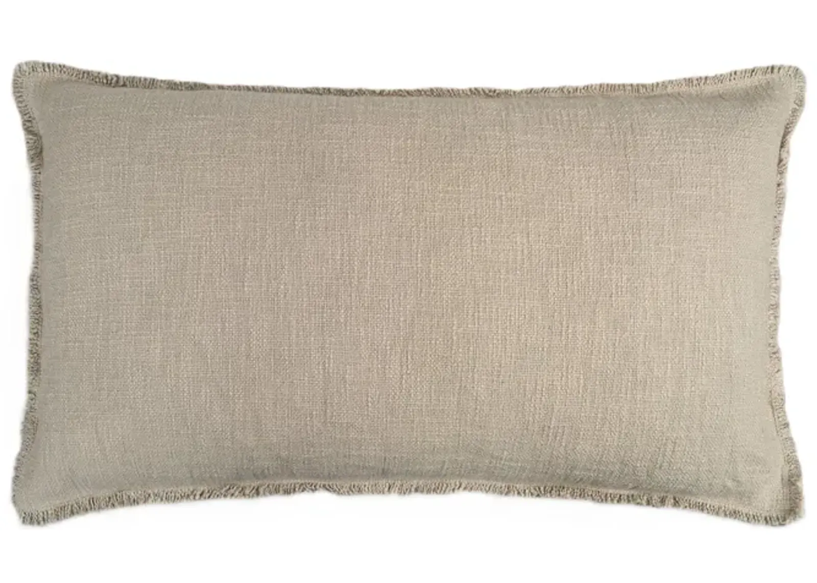 Organic Chic washed textured cotton solid lumbar pillow with frayed edges