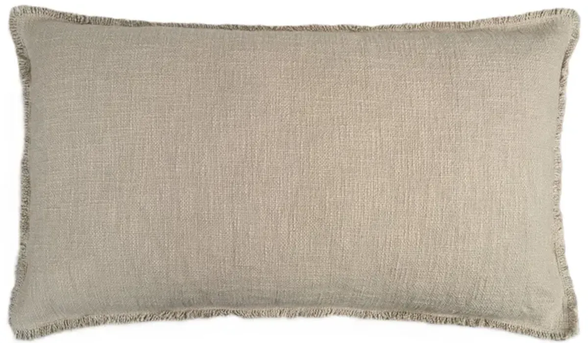 Organic Chic washed textured cotton solid lumbar pillow with frayed edges