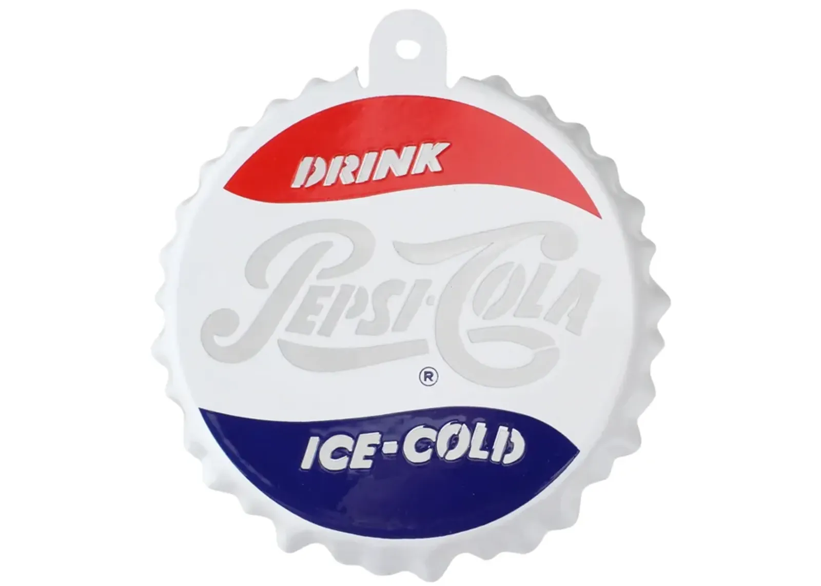 3.25" White and Blue Pepsi-Cola Bottle Cap Logo Cut-Out Christmas Ornament