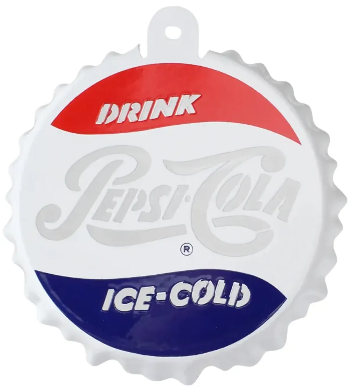 3.25" White and Blue Pepsi-Cola Bottle Cap Logo Cut-Out Christmas Ornament