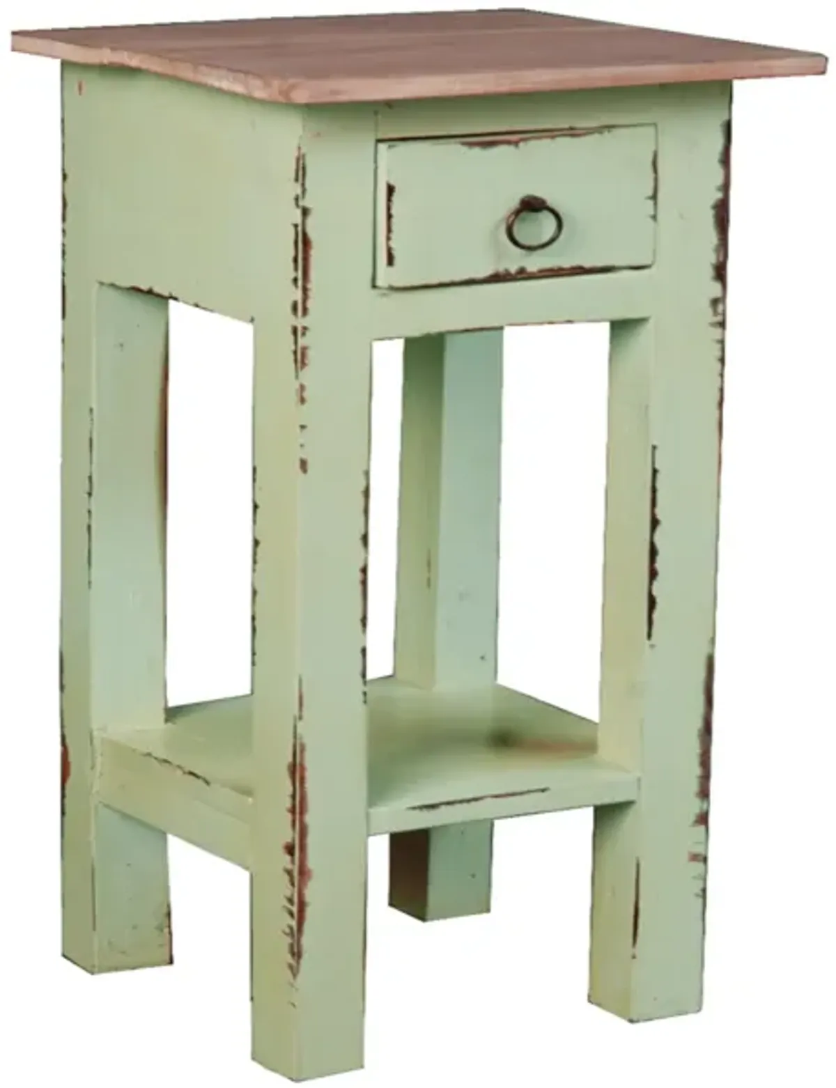 Shabby Chic Cottage 11.8 in. Square Solid Wood End Table with 1 Drawer