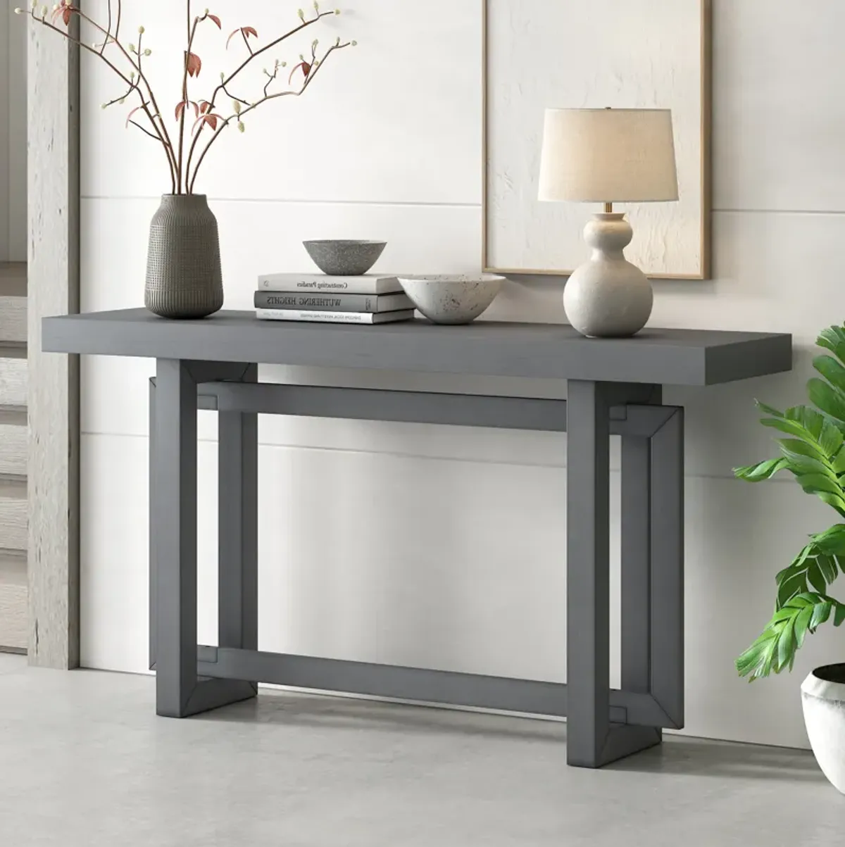 Merax Contemporary Console Table with Wood Top