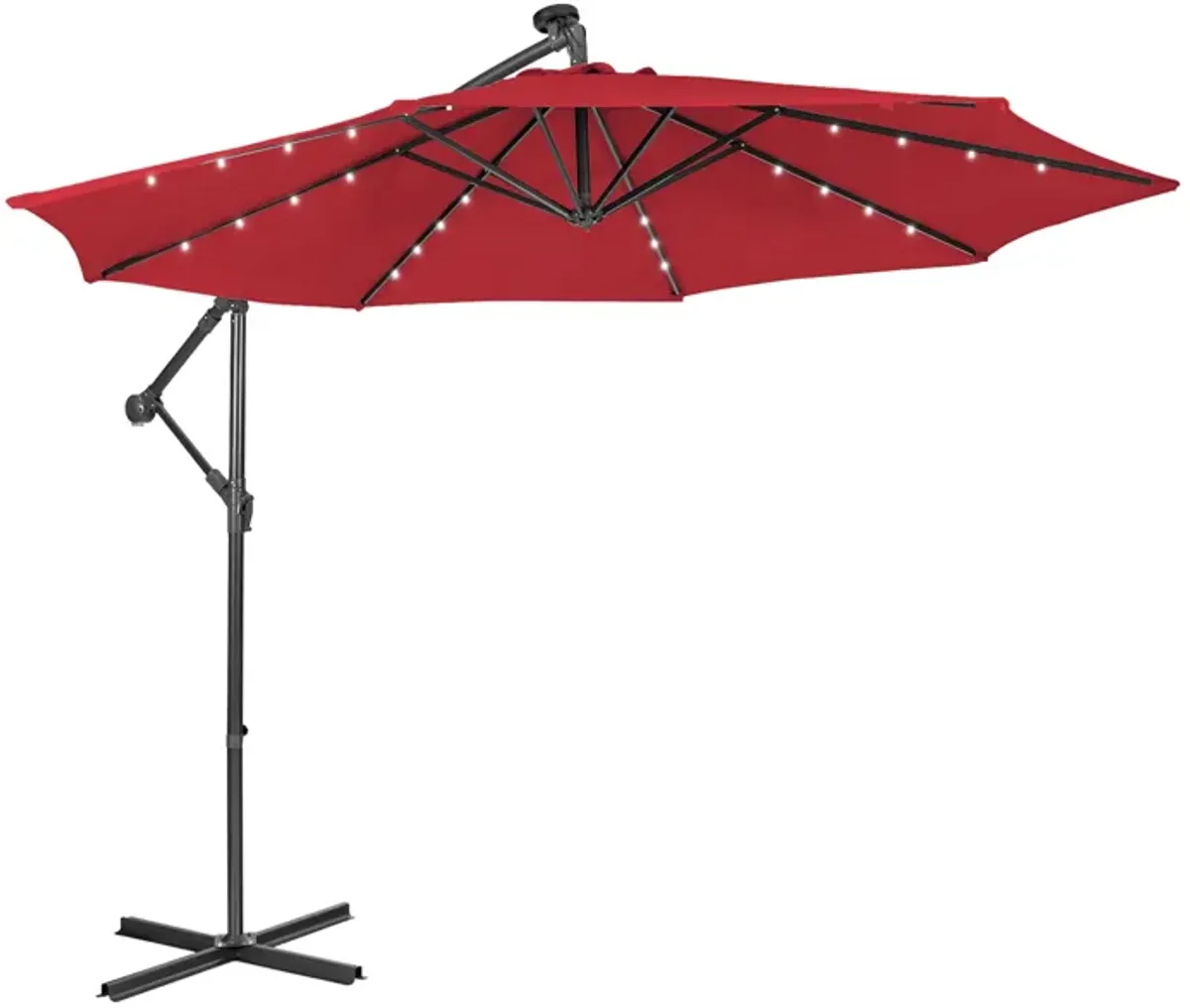 10 Feet Patio Solar Powered Cantilever Umbrella with Tilting System