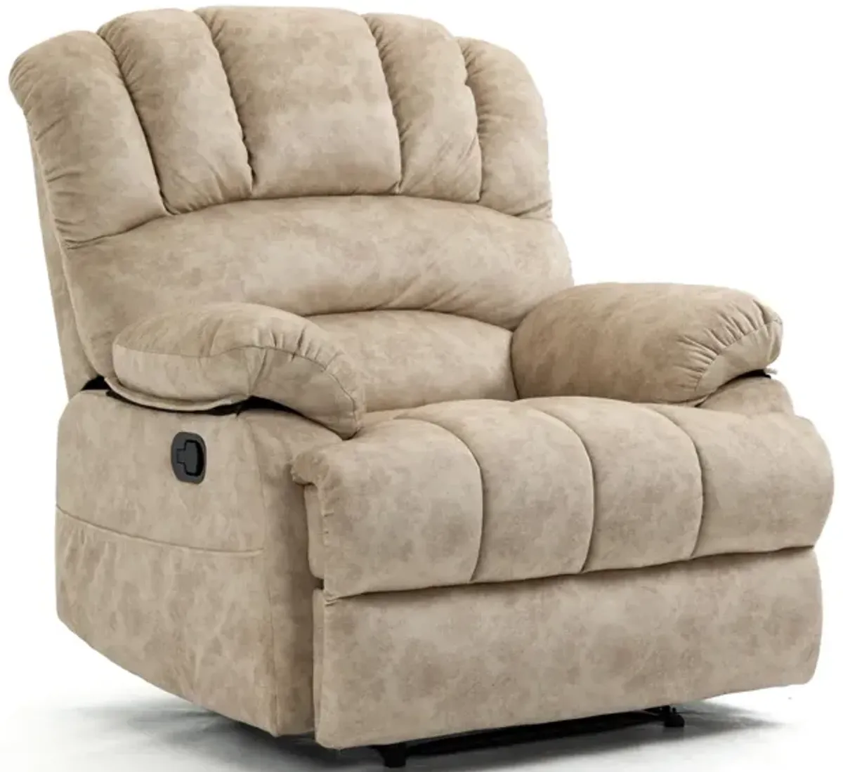 Large Manual Recliner Chair In Fabric For Living Room, Beige