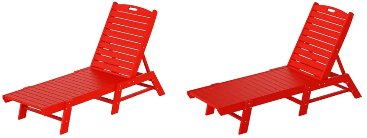 Reclining Outdoor Patio Adjustable Chaise Lounge Chair (Set of 2)