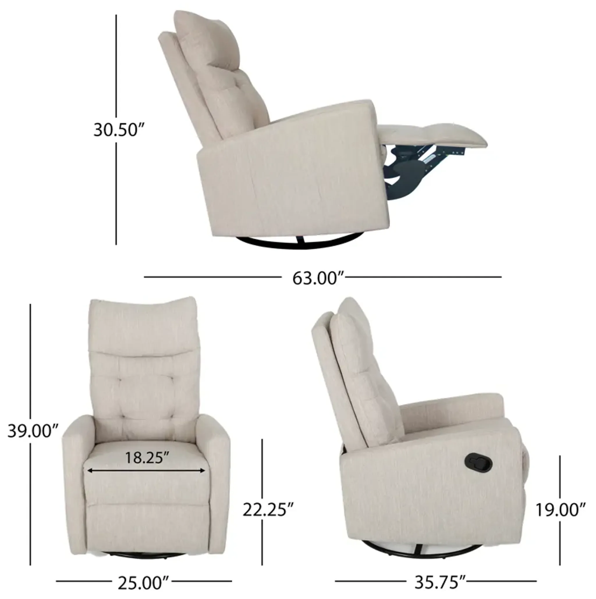 Merax High Back Swivel Glider Recliner Chair Mathis Home | Furniture.com