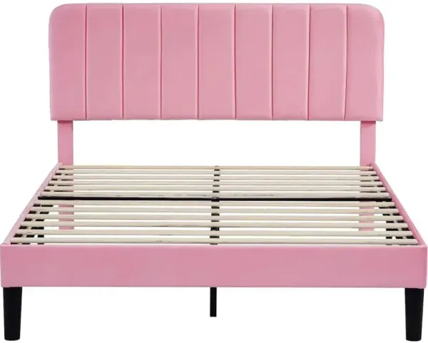 Hivvago Queen size Upholstered Platform Bed Frame with Headboard
