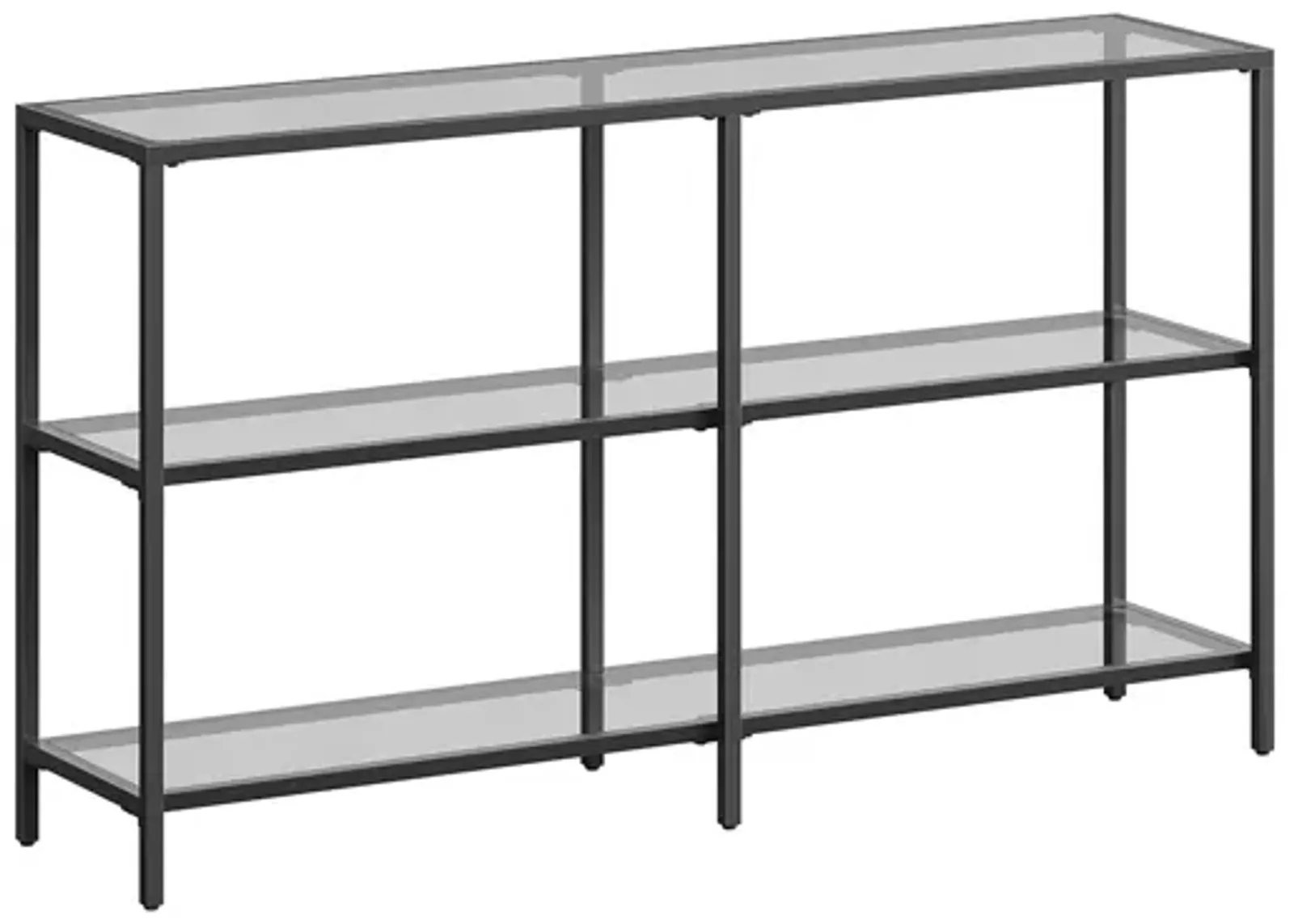 Contemporary Console Table with 3 Shelves - Metal Frame, Tempered Glass, Ideal for Bedroom