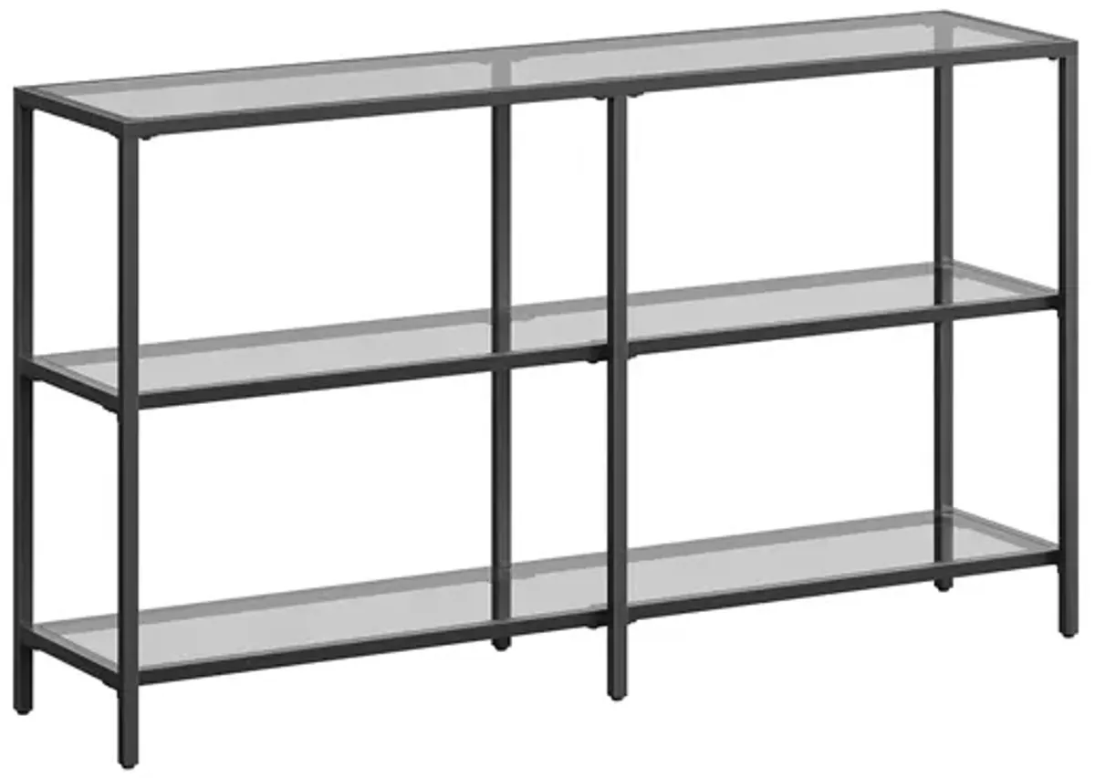 Contemporary Console Table with 3 Shelves - Metal Frame, Tempered Glass, Ideal for Bedroom