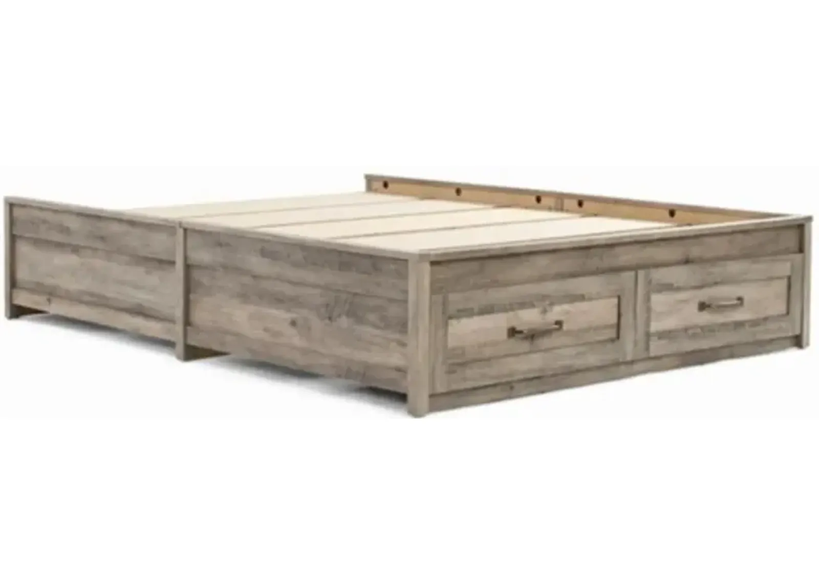 Hivvago Queen Farmhome Platform Bed with Storage Drawers in Grey Wood Finish