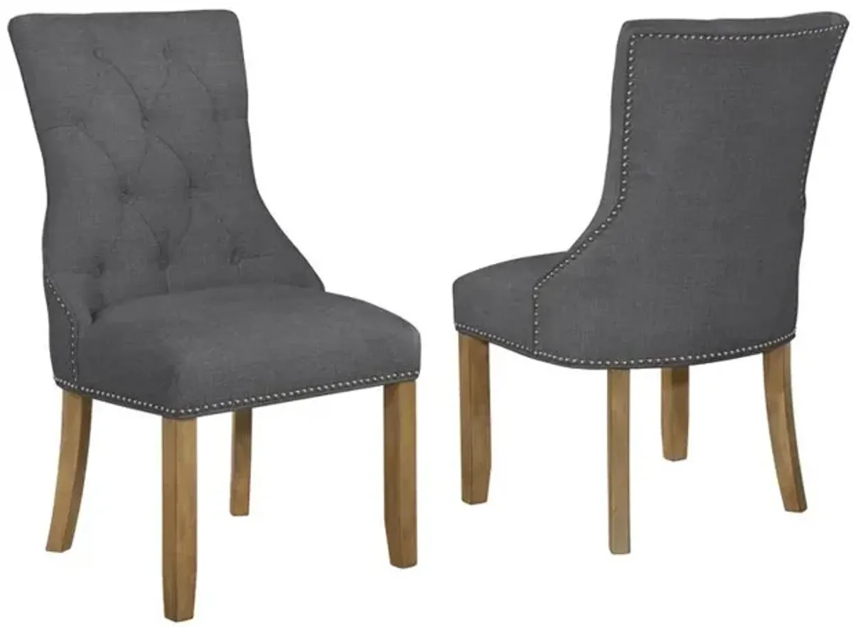 Dining Chairs, Set of 2 in Dark Grey Linen