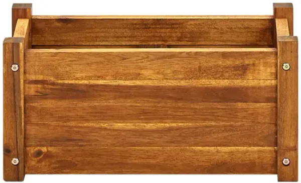 Ryla Garden Raised Flower Bed, 10x20 Panel Brown Acacia Wood, Slatted - Benzara