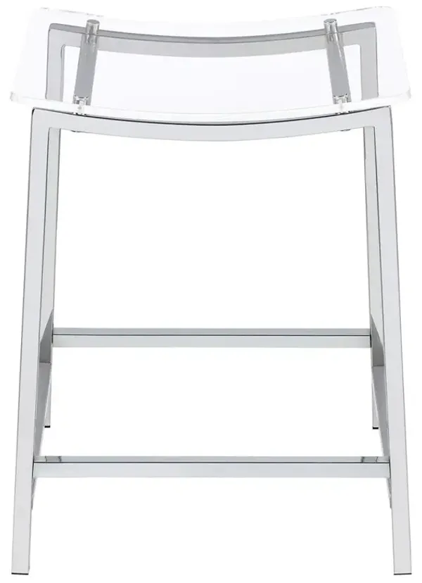 Jovani Acrylic Backless Counter Height Bar Stools Clear and Chrome (Set of 2)
