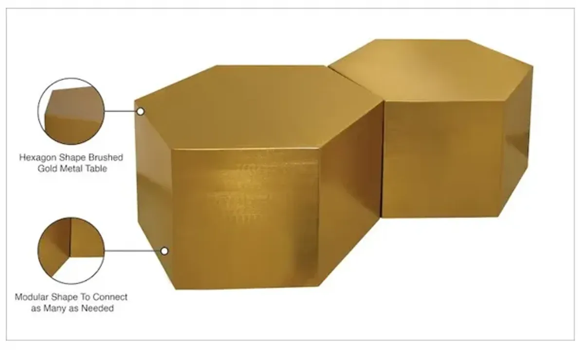 Meridian Furniture Hexagon Brushed Gold Coffee Table