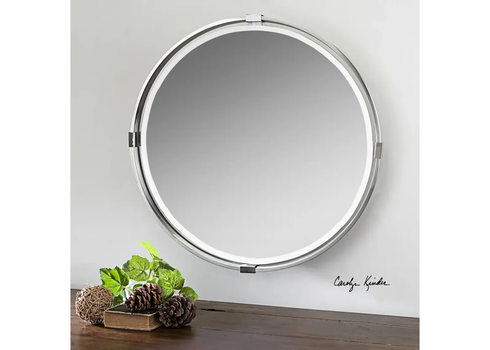 Uttermost Tazlina Brushed Nickel Round Mirror