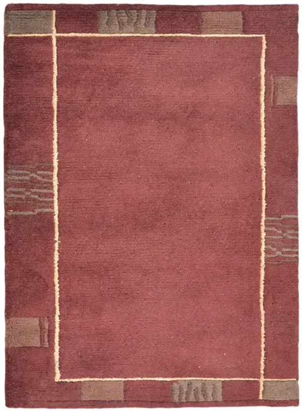 Rugsotic Carpets Hand Knotted Tibbati Wool 6'x9' Area Rug Contemporary Red T00206