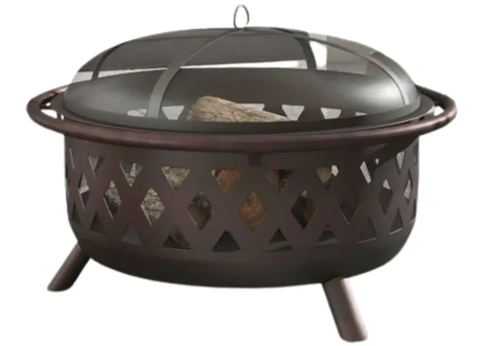 Hivvago Weather Resistant Steel Wood Burning Fire Pit with Spark Screen