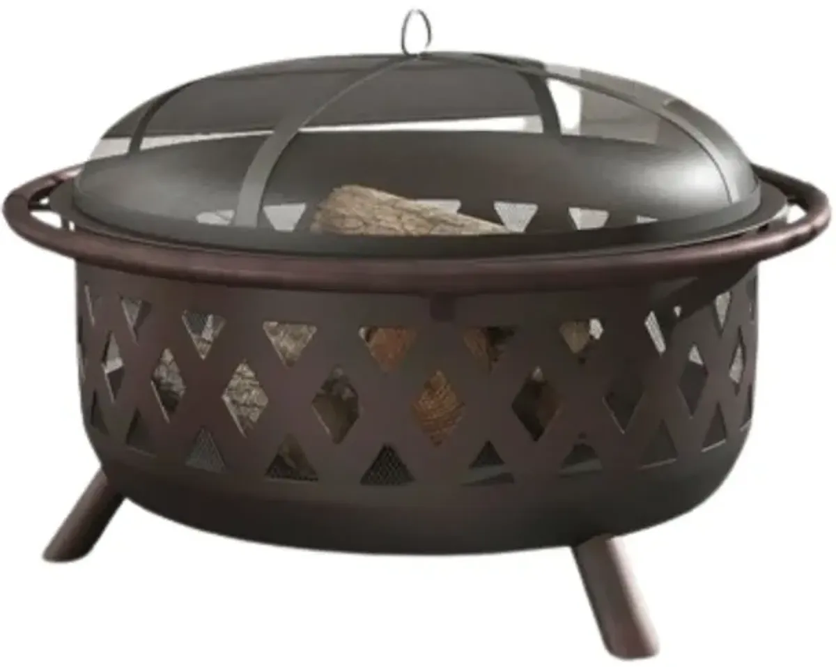 Hivvago Weather Resistant Steel Wood Burning Fire Pit with Spark Screen