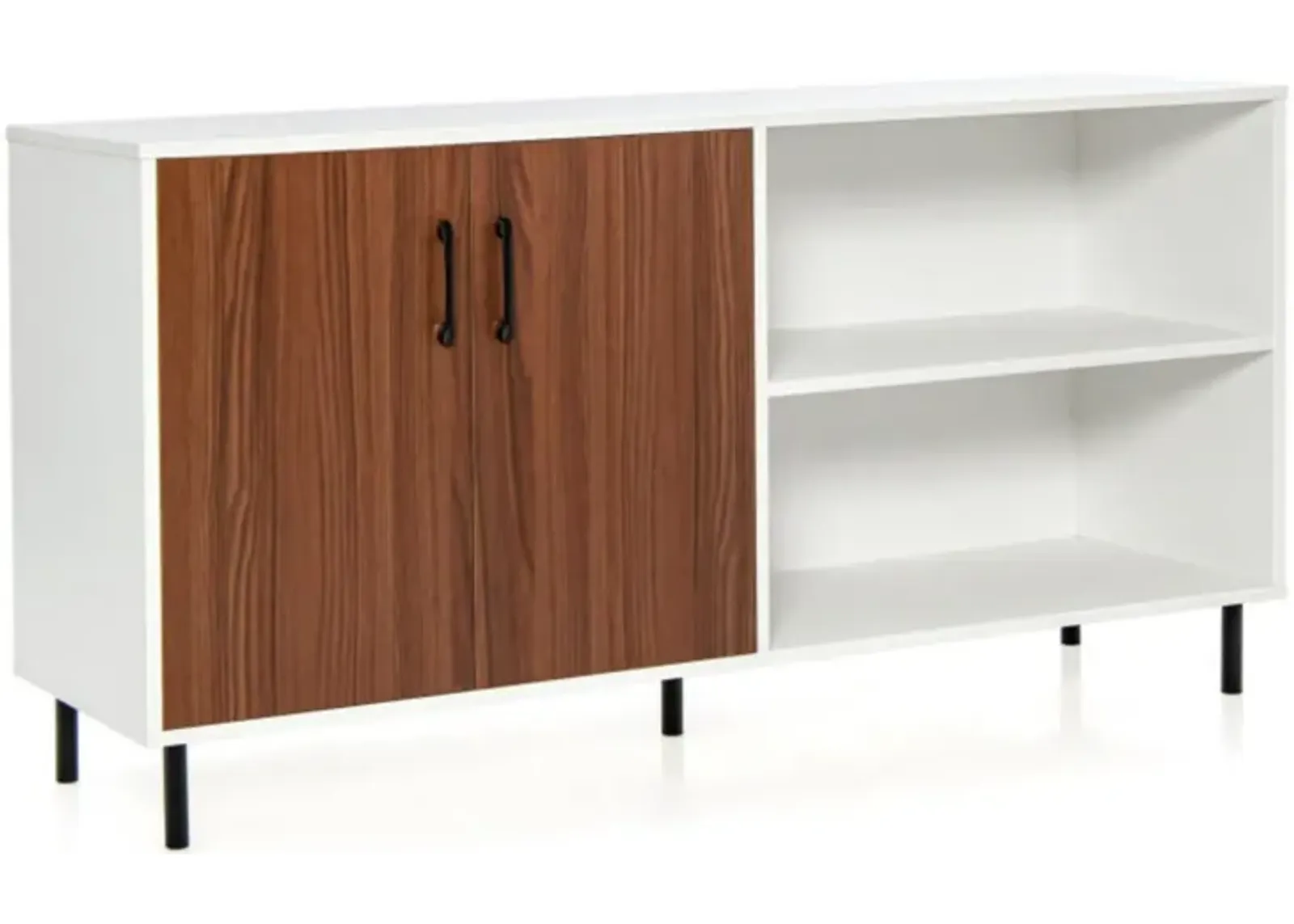 Hivvago Modern Buffet Sideboard with 2 Doors and Open Compartments-Walnut