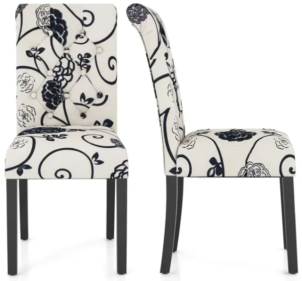 2 Pieces Tufted Dining Chair Set with Adjustable Anti-Slip Foot Pads