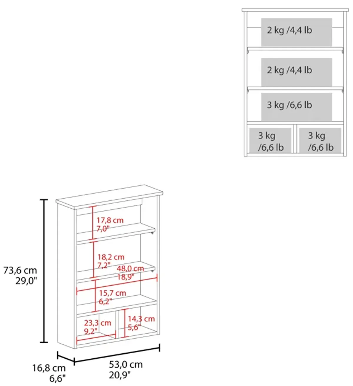 Anamoose Medicine Cabinet 29" H, with 5 Shelves, 1 Door, and 1 Mirror, Black