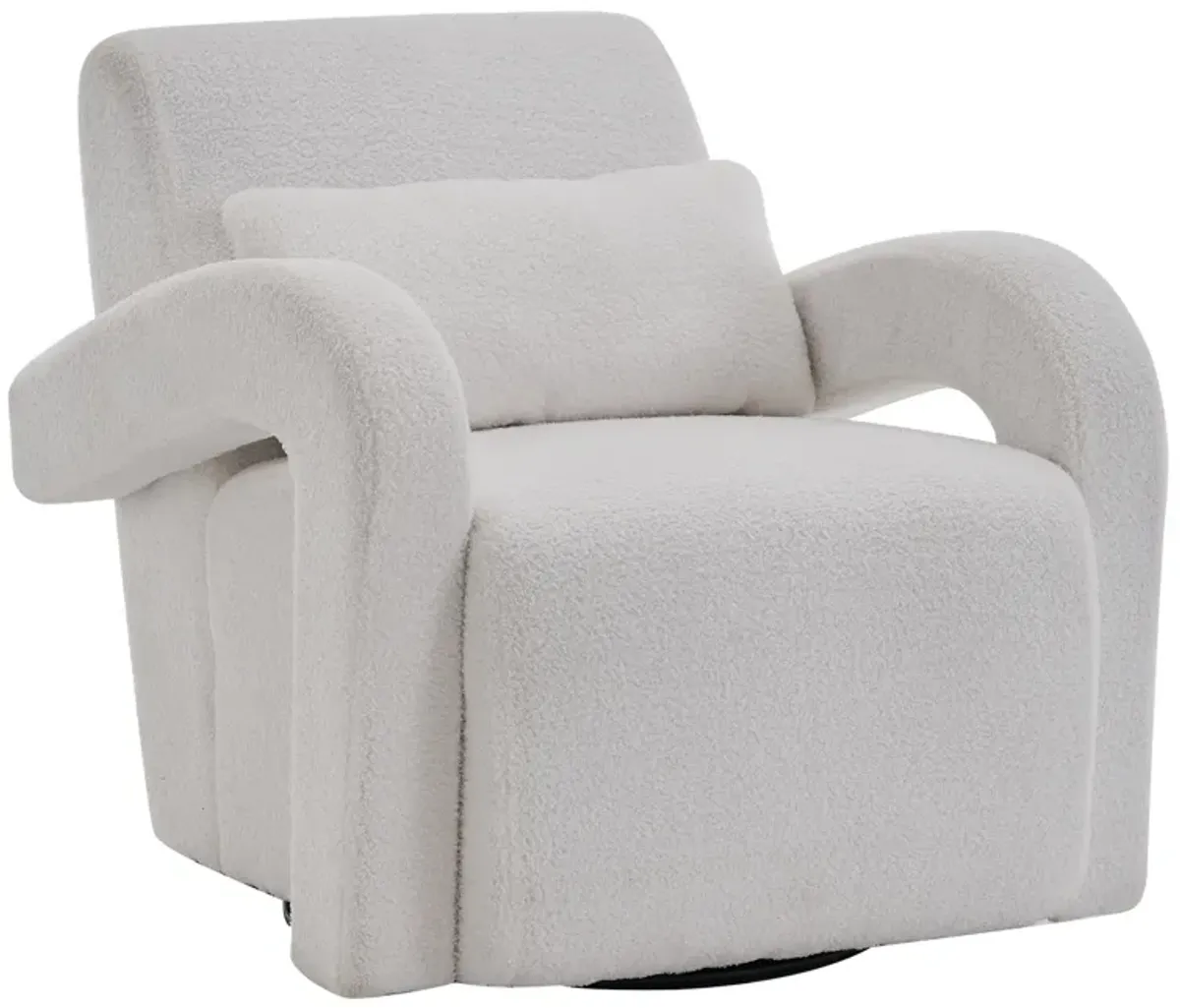 Cozy white Teddy Fabric Armchair - Modern Sturdy Lounge Chair with Curved Arms and Thick Cushioning for Plush Comfort White