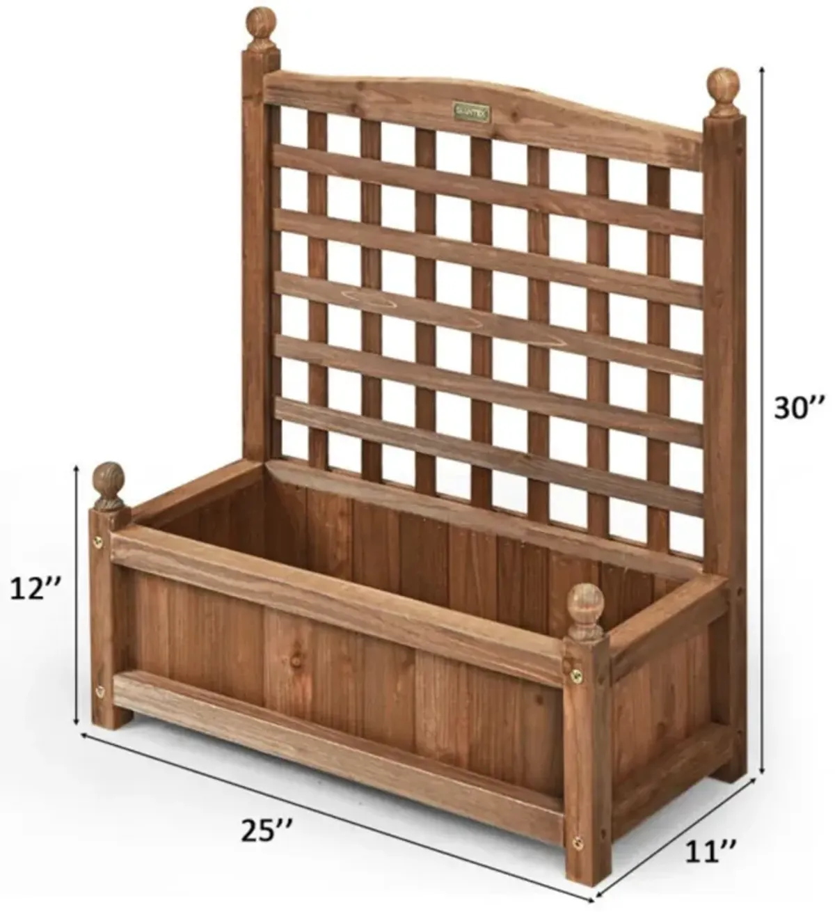 Hivvago Solid Wood Planter Box with Trellis Weather-resistant Outdoor