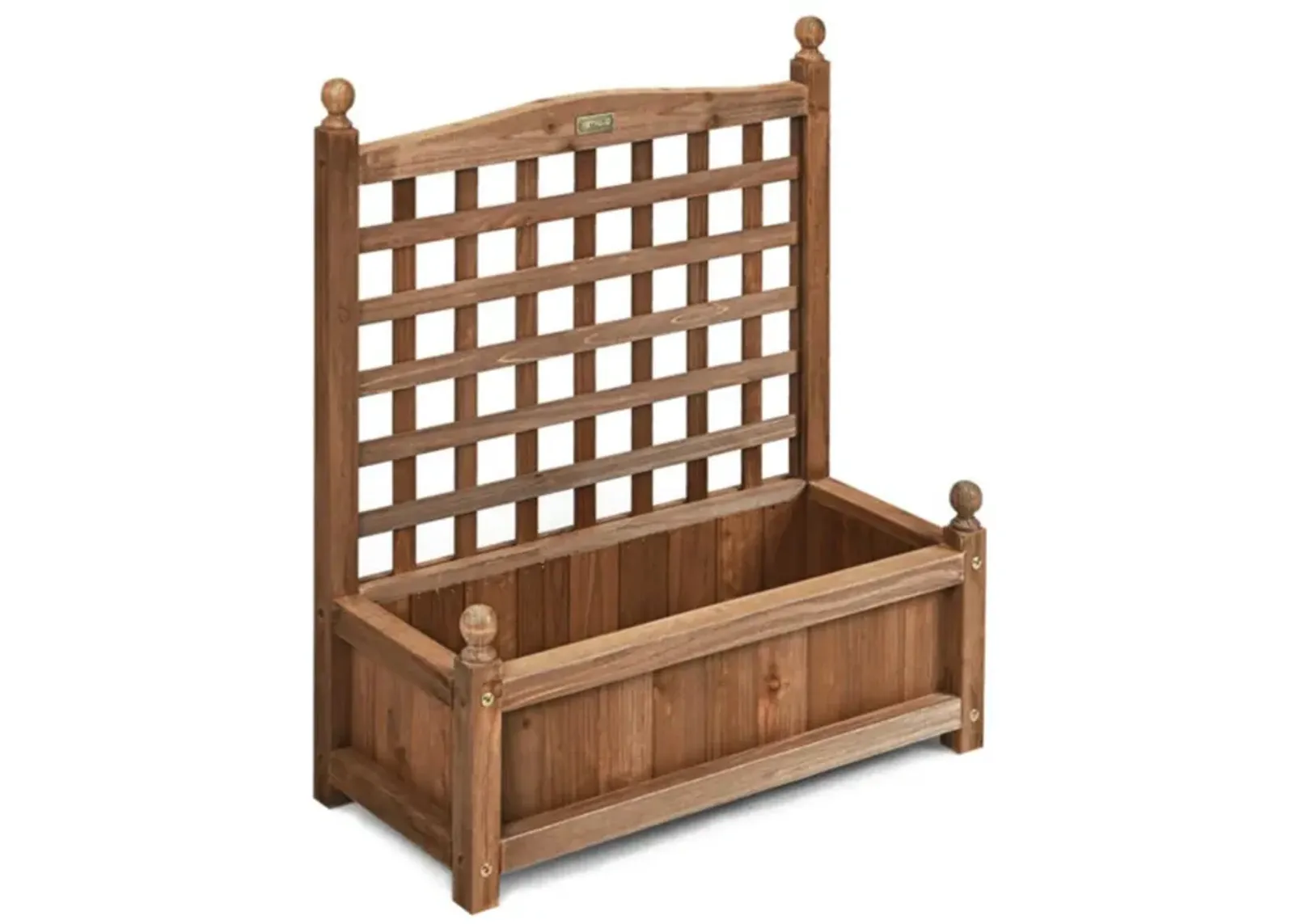 Hivvago Solid Wood Planter Box with Trellis Weather-resistant Outdoor