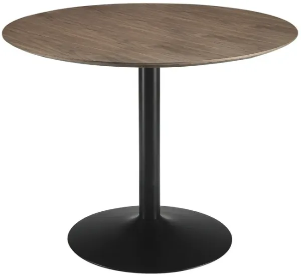 30 Inch Round Wooden Top Modern Dining Table, Black and Brown-Benzara