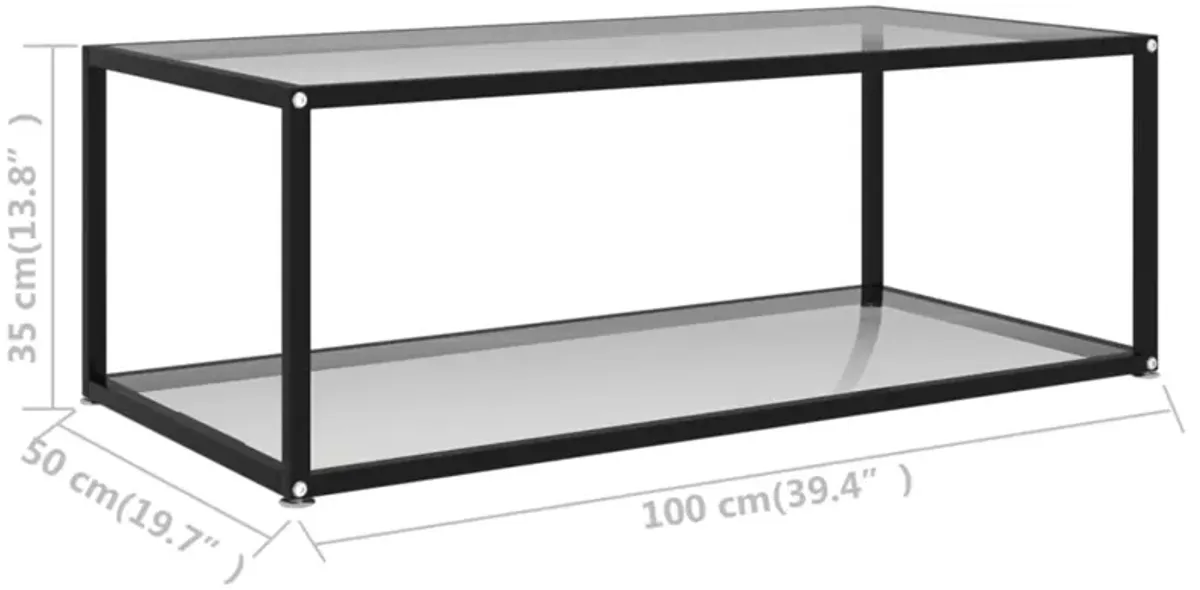 imasay Coffee Table Transparent 39.4"x19.7"x13.8" Tempered Glass