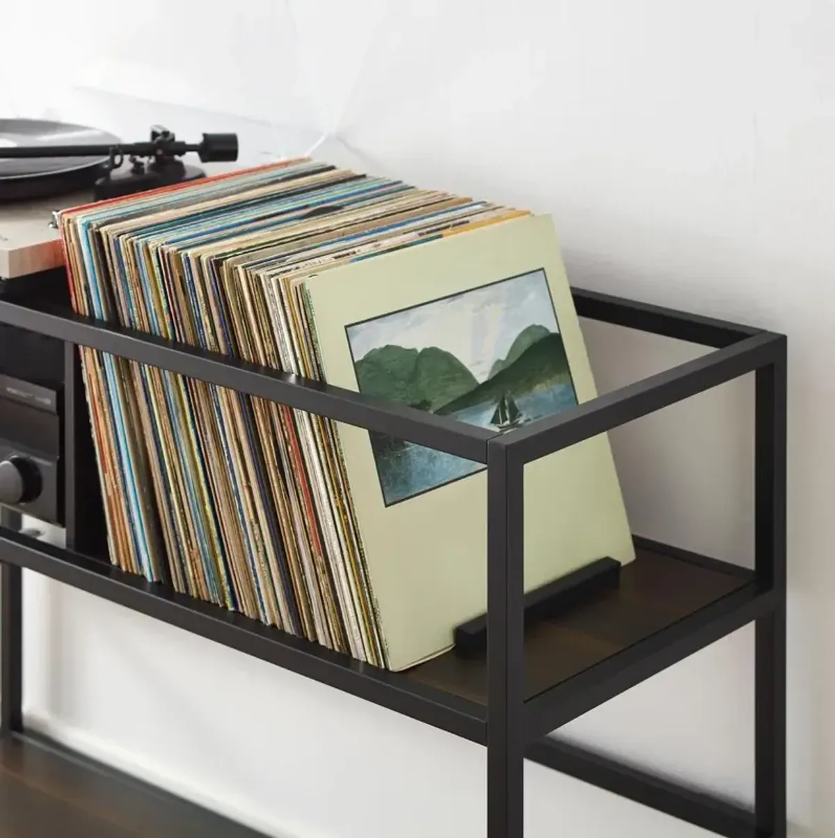 Provo Record Storage Console Matte Black/Brown