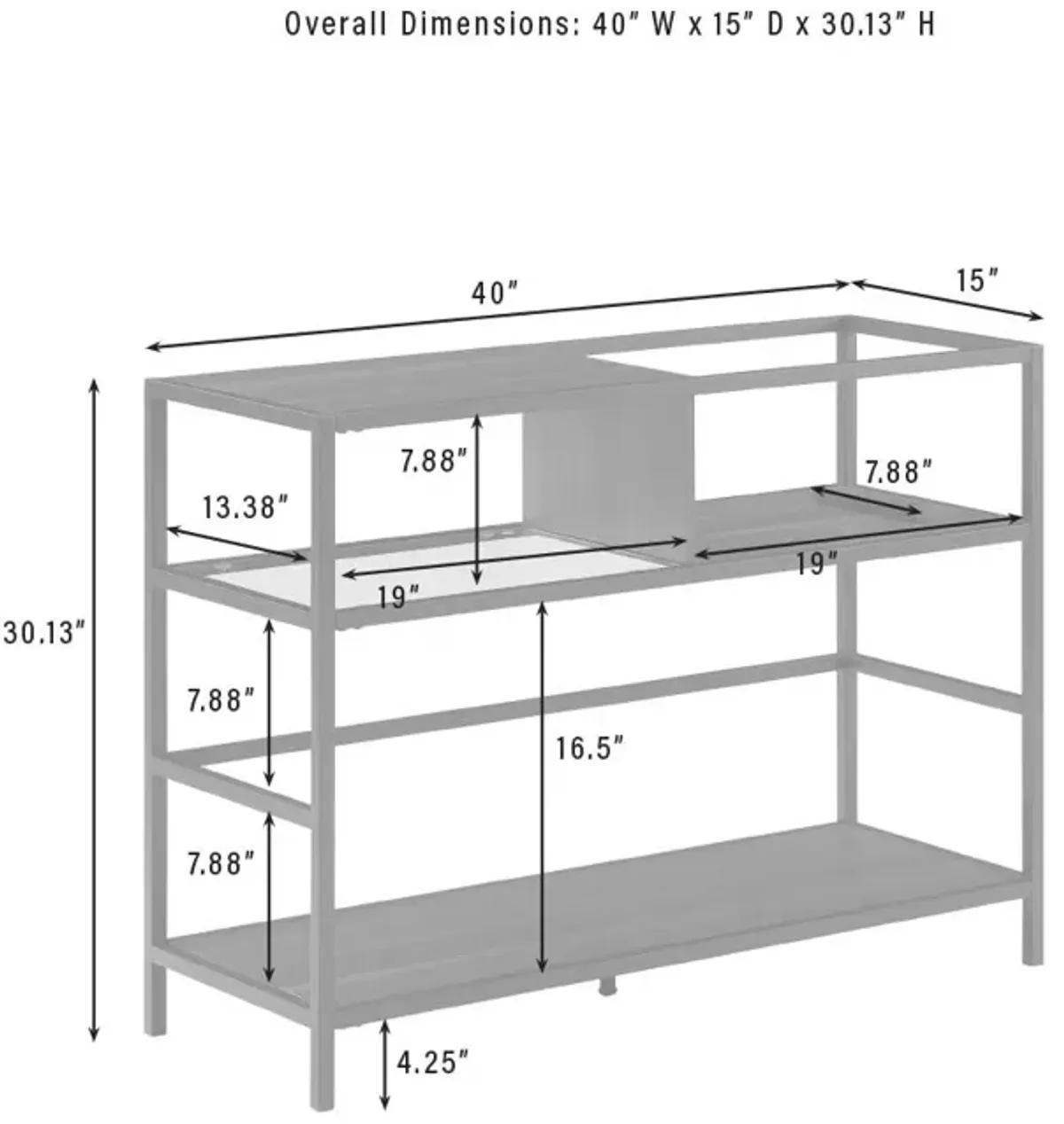 Provo Record Storage Console Matte Black/Brown