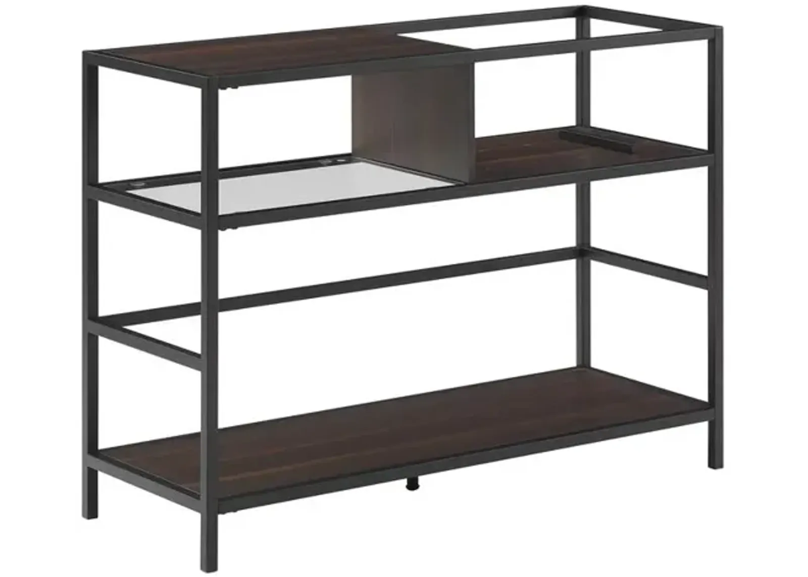 Provo Record Storage Console Matte Black/Brown