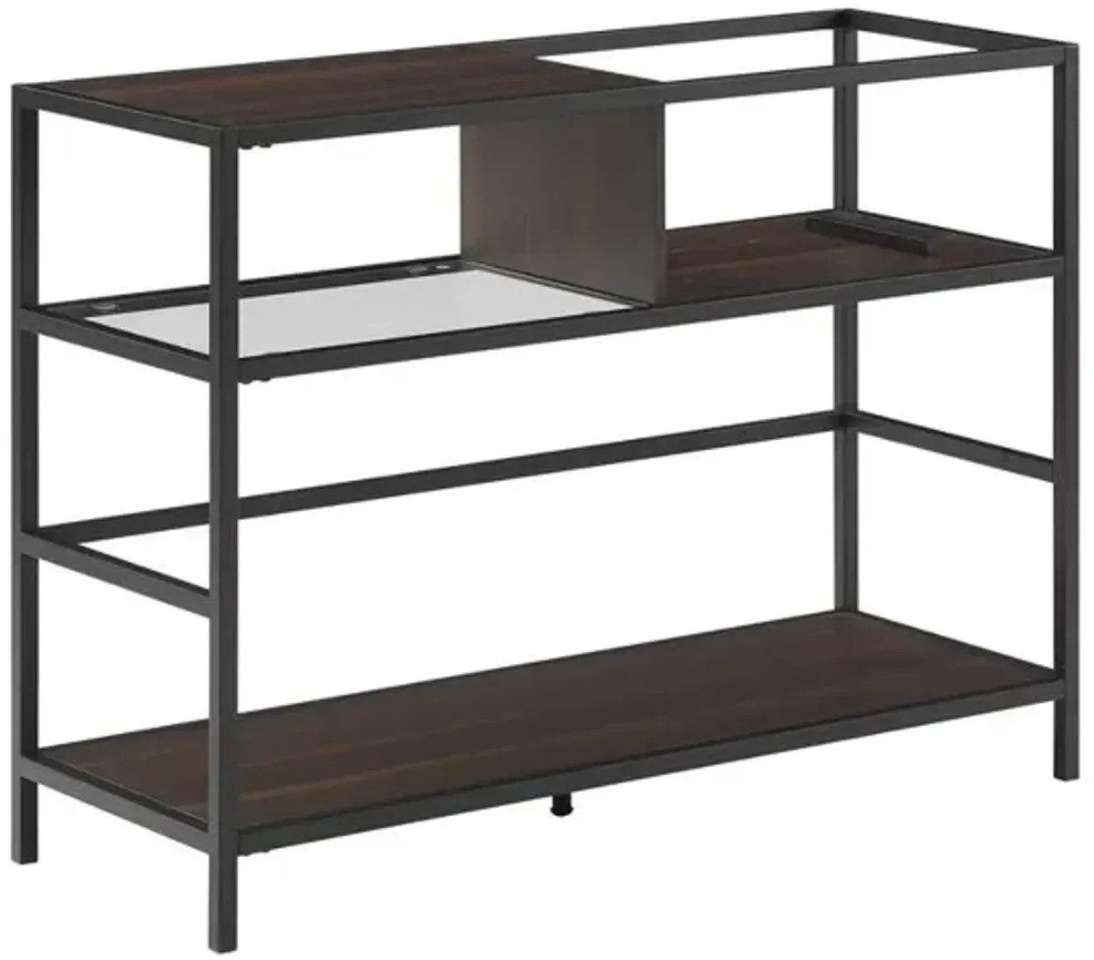 Provo Record Storage Console Matte Black/Brown