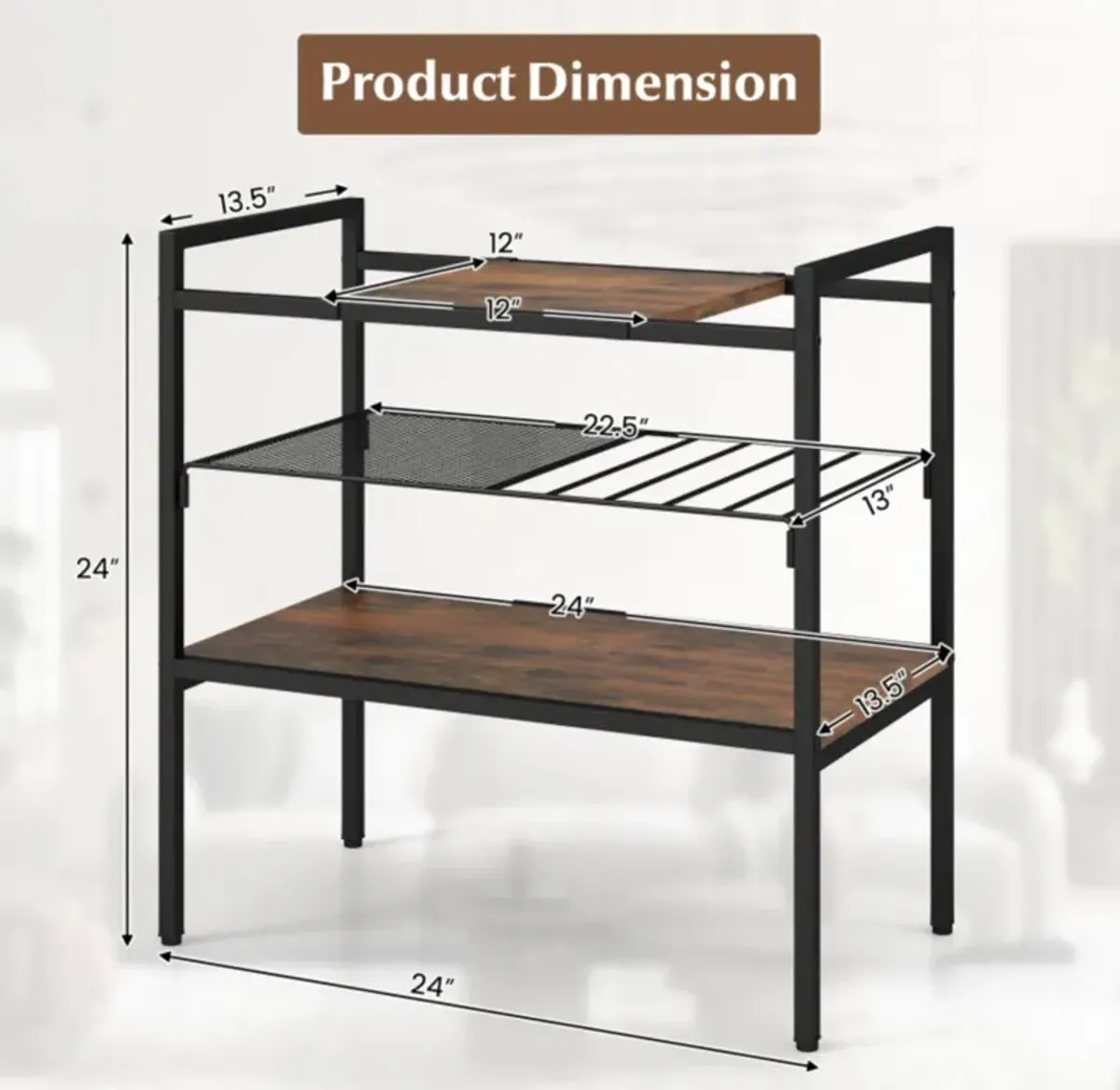 Hivvago Industrial Entryway Table with Removable Panel and Mesh Shelf