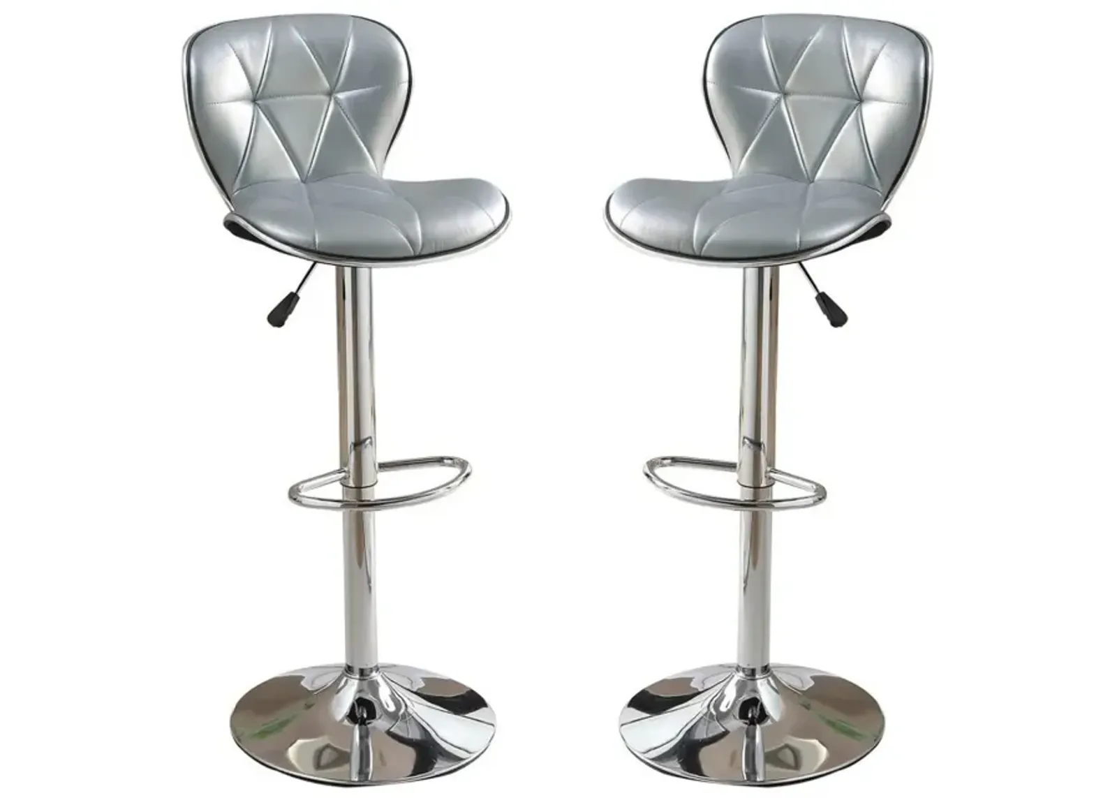 Set of 2 Silver Grey Faux Leather Counter Stools