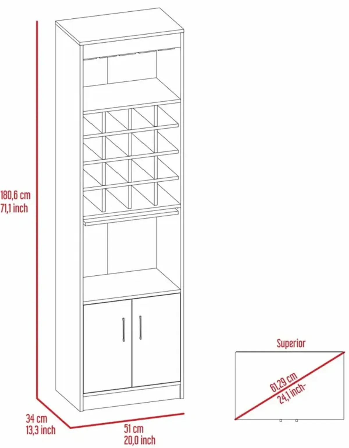 Wolcott 16-Bottle 1-Shelf Bar Cabinet Smokey Oak