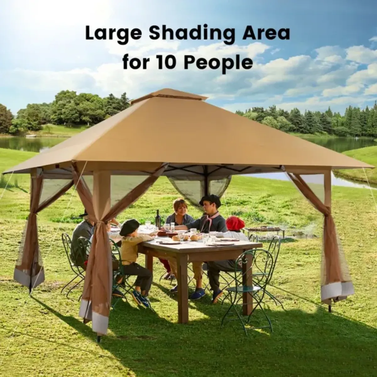 Hivvago 13 x 13 Feet Pop-up Instant Canopy Tent with Mesh Sidewall