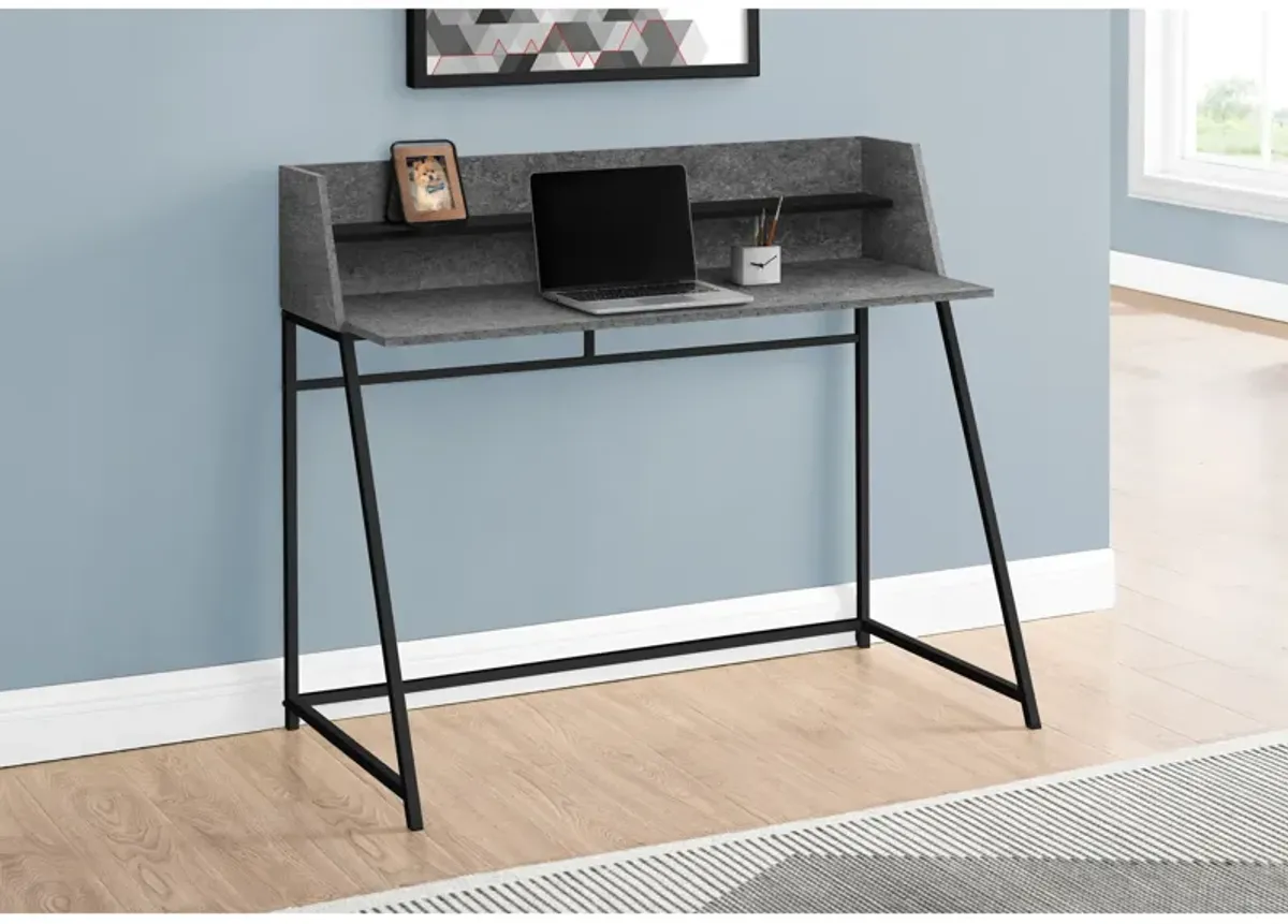 Monarch Specialties I 7550 Computer Desk, Home Office, Laptop, Storage Shelves, 48"L, Work, Metal, Laminate, Grey, Black, Contemporary, Modern