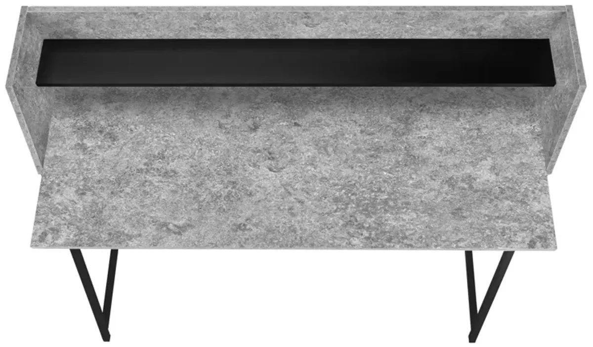 Monarch Specialties I 7550 Computer Desk, Home Office, Laptop, Storage Shelves, 48"L, Work, Metal, Laminate, Grey, Black, Contemporary, Modern