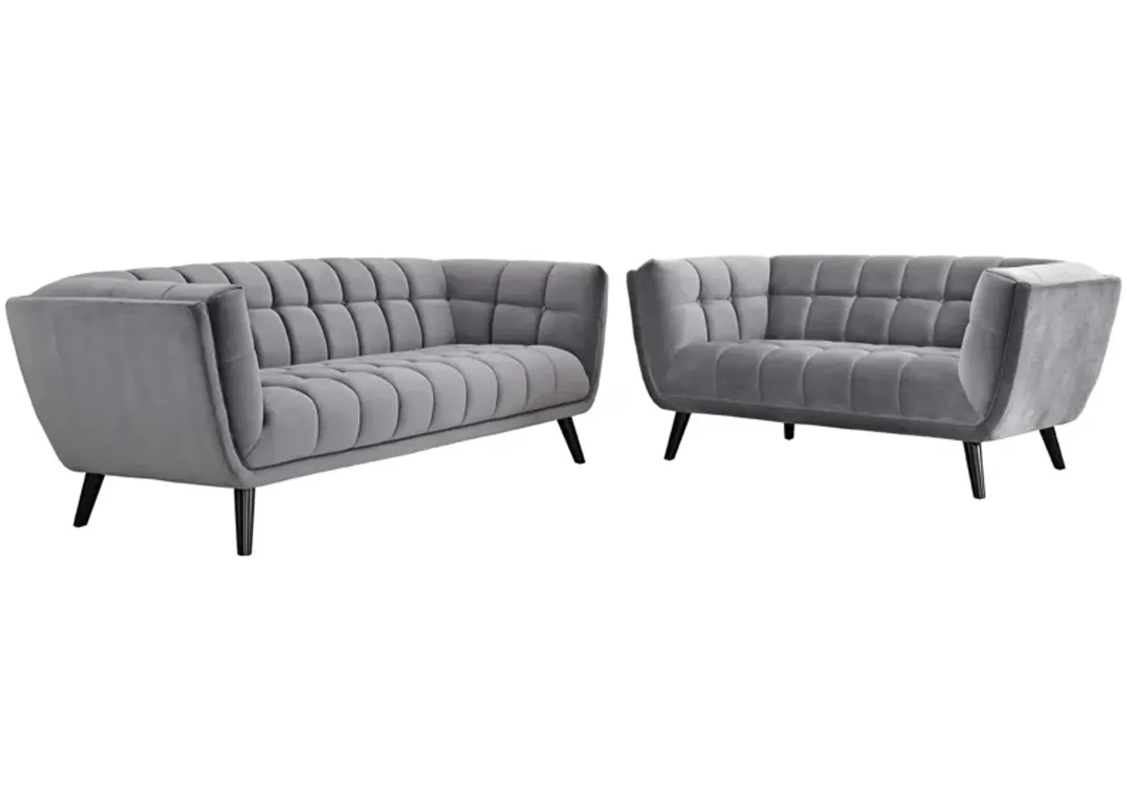 Bestow 2 Piece Performance Velvet Sofa and Loveseat Set Gray