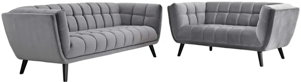 Bestow 2 Piece Performance Velvet Sofa and Loveseat Set Gray