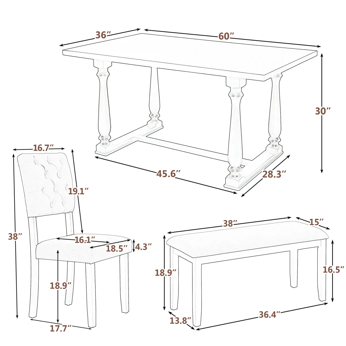 Merax 6-Piece Dining Table and Chair Set