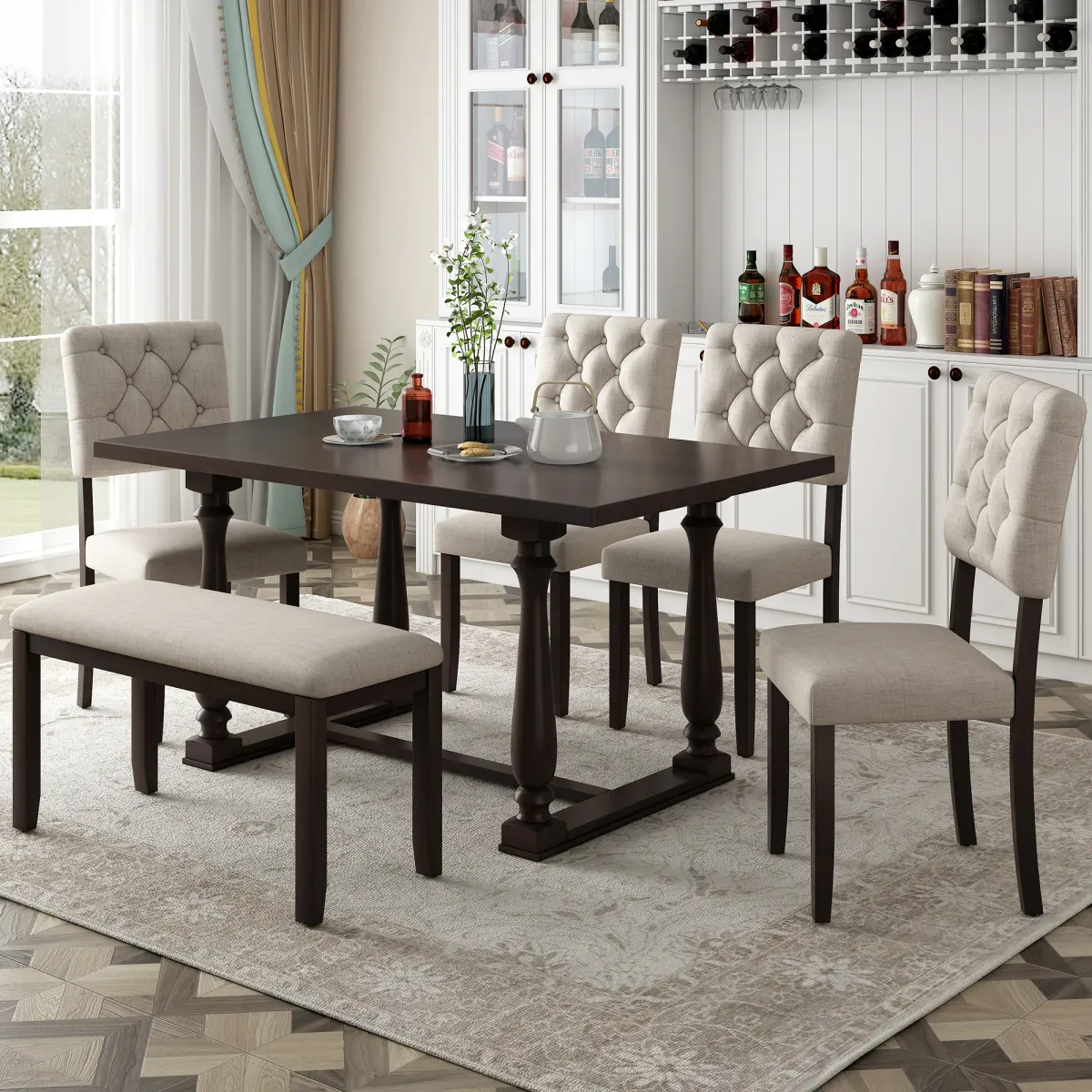 Merax 6-Piece Dining Table and Chair Set