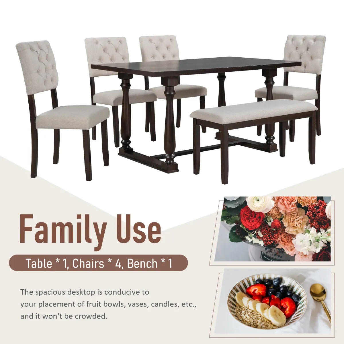 Merax 6-Piece Dining Table and Chair Set