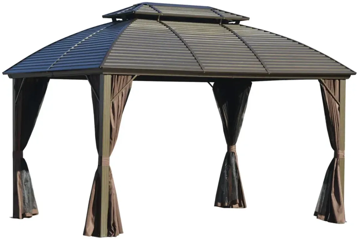 Brown Garden Structure: 10x12 Hardtop Gazebo with Aluminum Frame